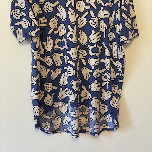 Lularoe M short sleeve t-shirt Mickey Mouse gloves Disney AOP blue white casual - Picture 3 of 7